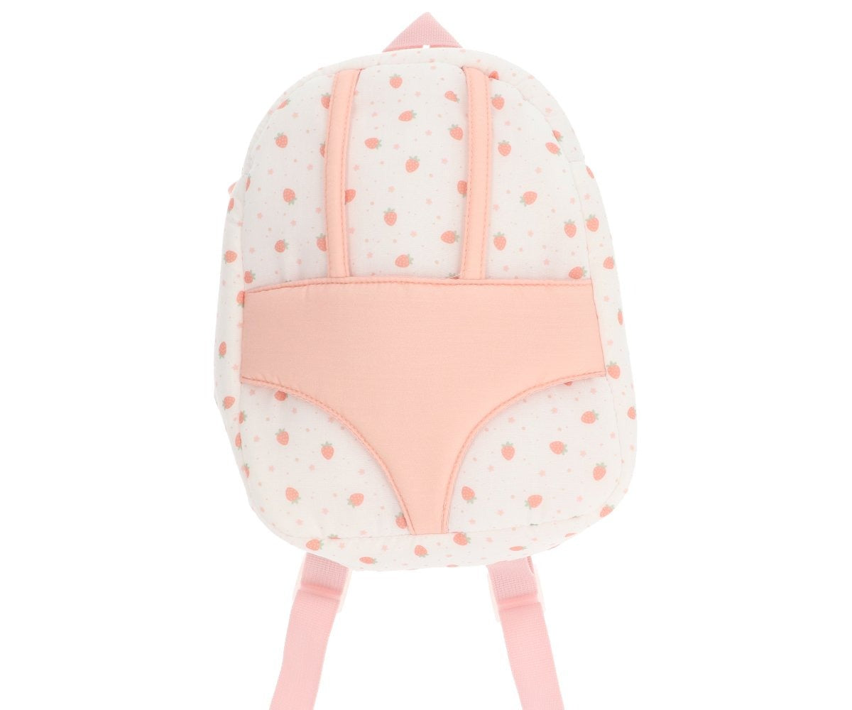 Porta-bebés mochila branca morangos para bonecas