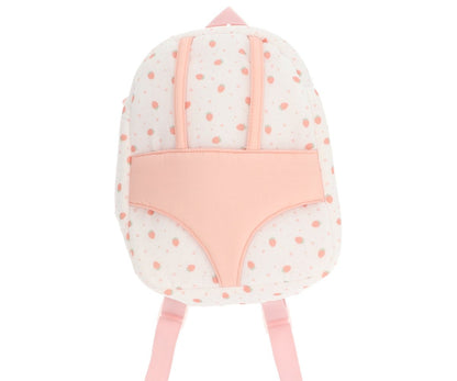 Porta-bebés mochila branca morangos para bonecas