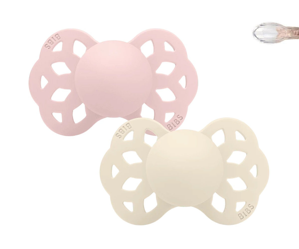 2 chupetas BIBS Infinity simétrica silicone blossom | ivory