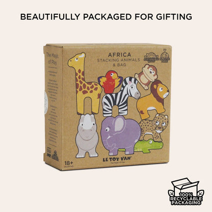 Jogo de empilhar - Animais de África + saco