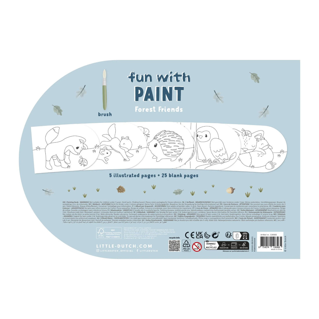 Livro para pintar Forest Friends - inclui aguarelas e pincel