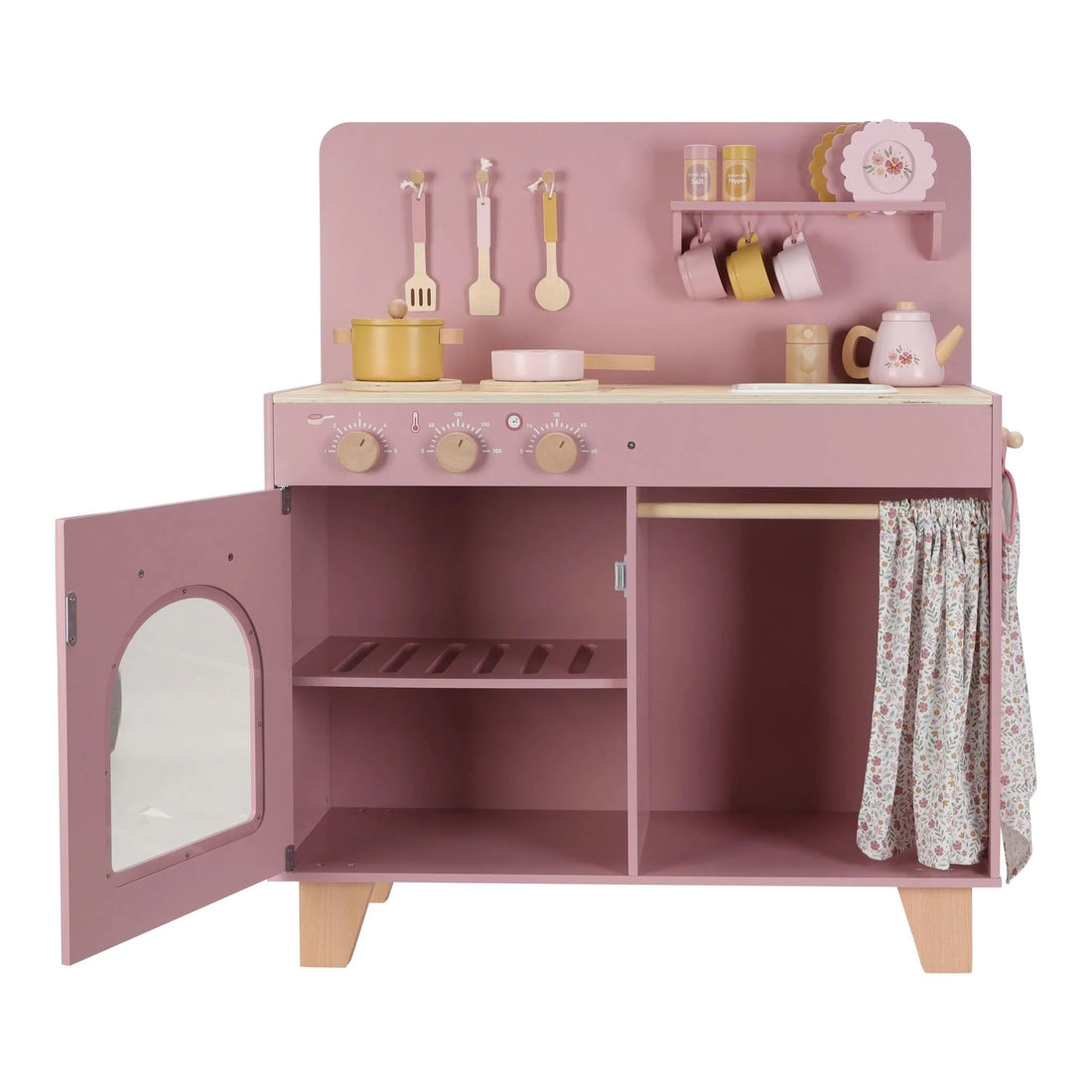 Cozinha rosa de madeira