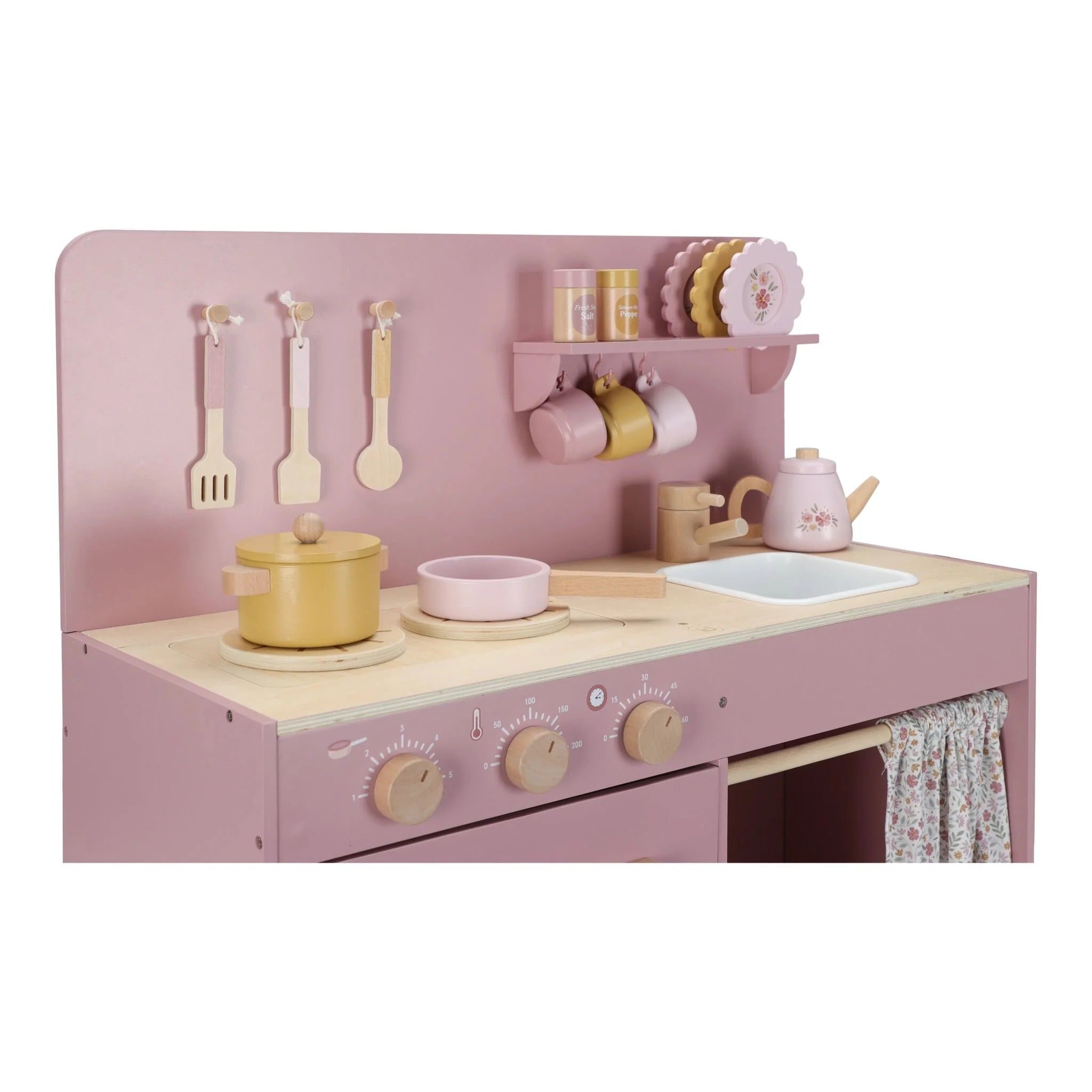 Cozinha rosa de madeira