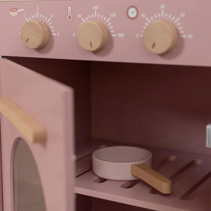 Cozinha rosa de madeira