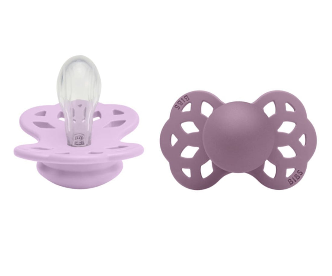 2 chupetas BIBS Infinity simétrica silicone sky | mauve
