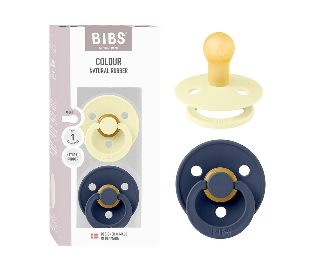 2 chupetas redondas BIBS Colour luna | deep space