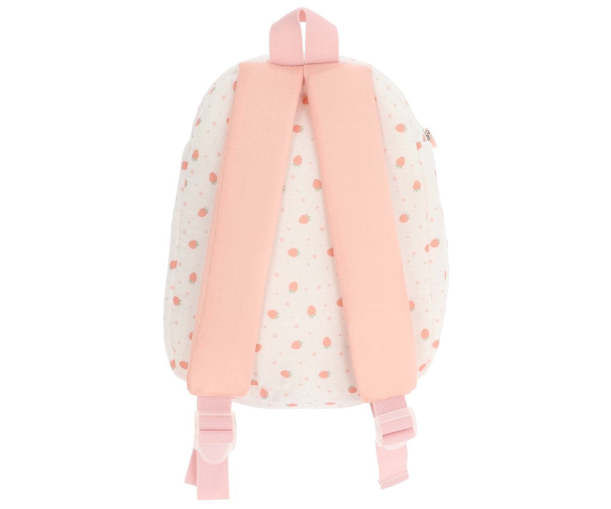 Porta-bebés mochila branca morangos para bonecas