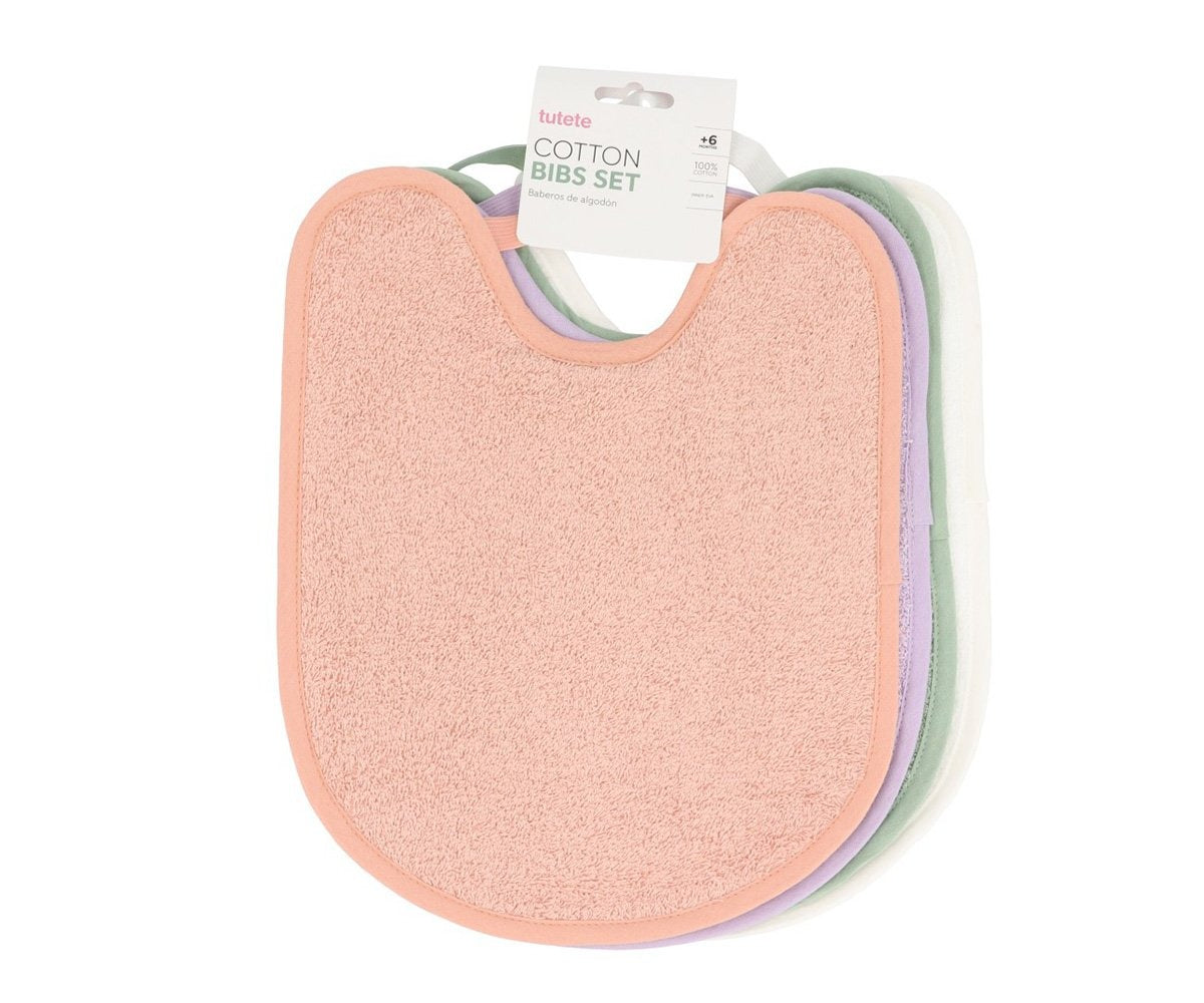 Pack 4 babetes toalha rosa/malva/sage/ivory