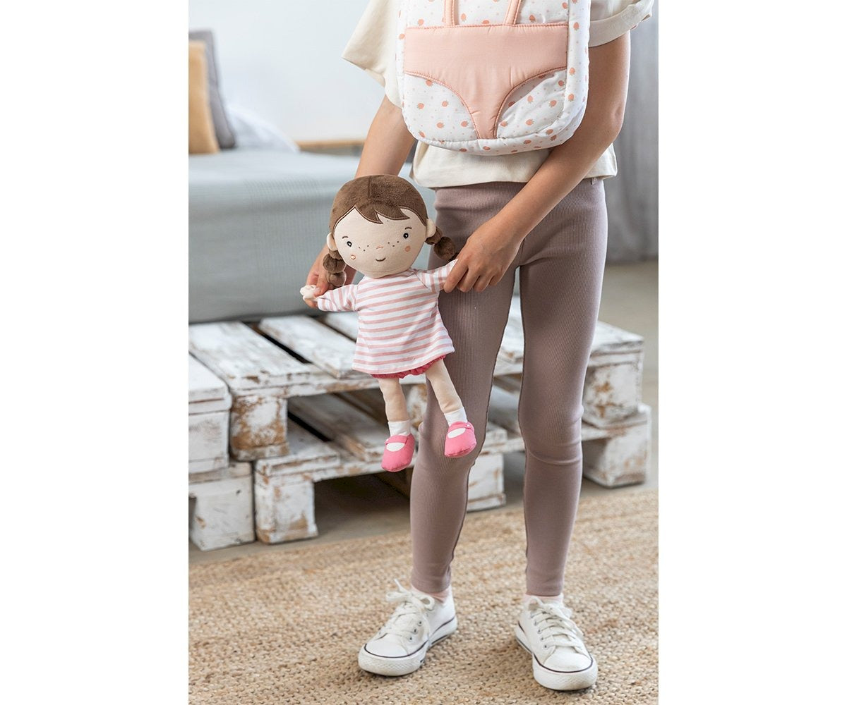 Porta-bebés mochila branca morangos para bonecas