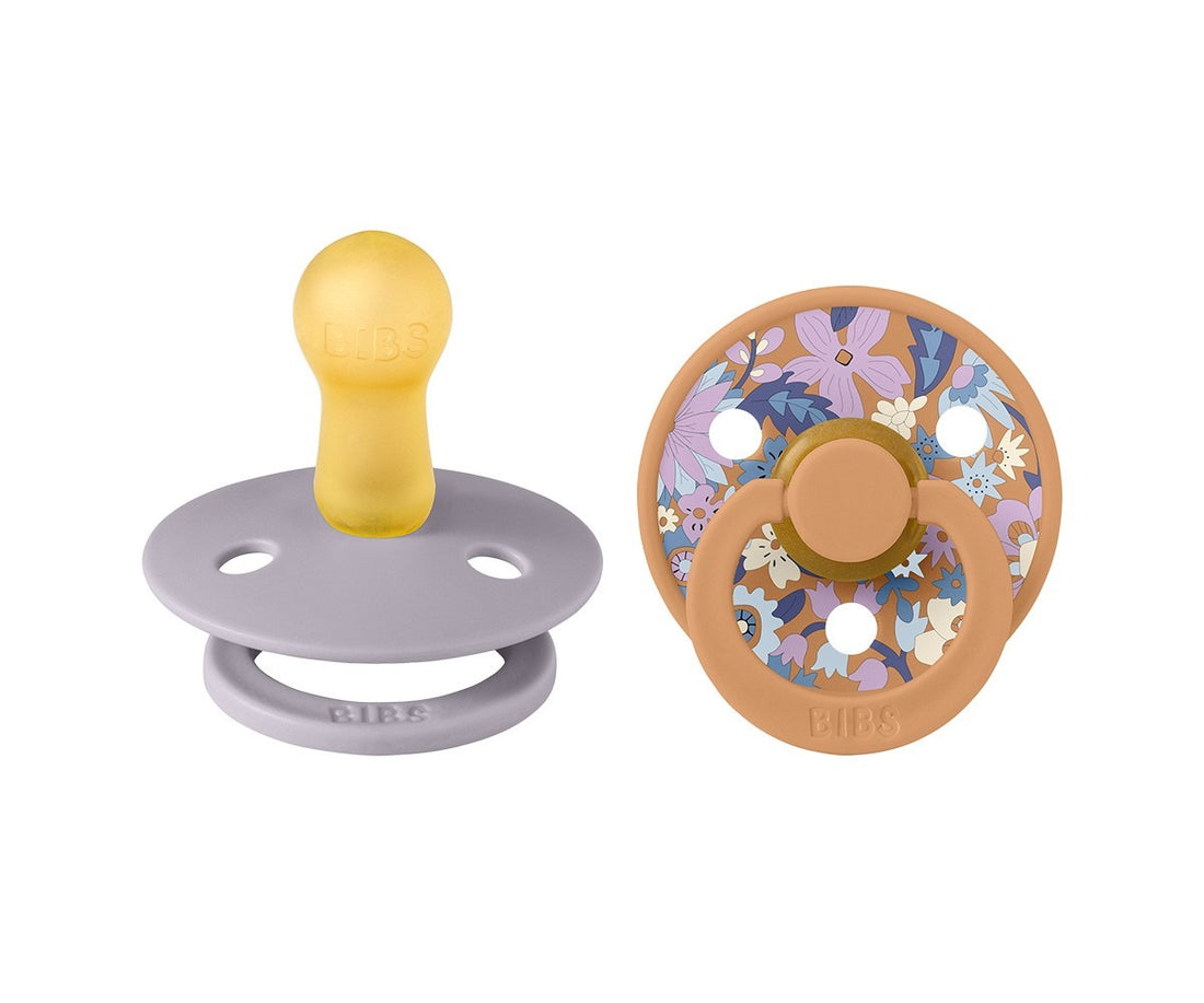 2 chupetas redondas BIBS x Liberty Colour June Blossom | Pumpkin mix