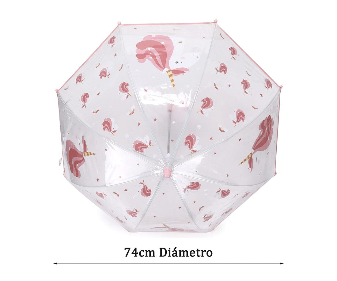 Guarda-chuva transparente unicórnio