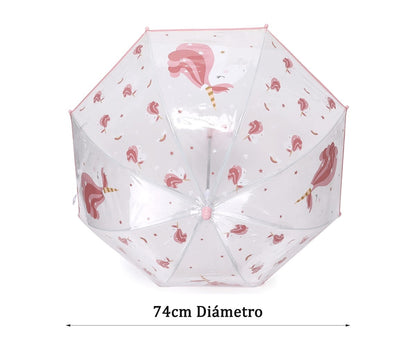 Guarda-chuva transparente unicórnio