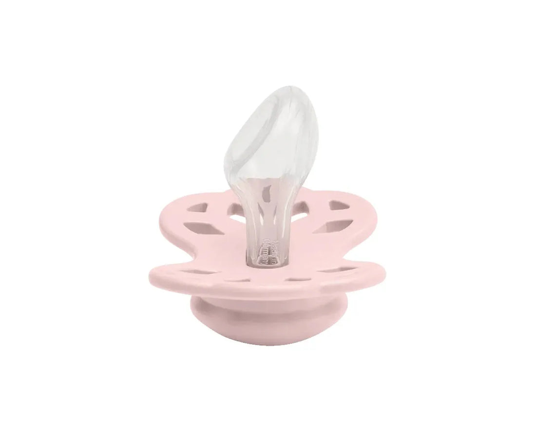 2 chupetas BIBS Infinity anatómica silicone ivory | blossom