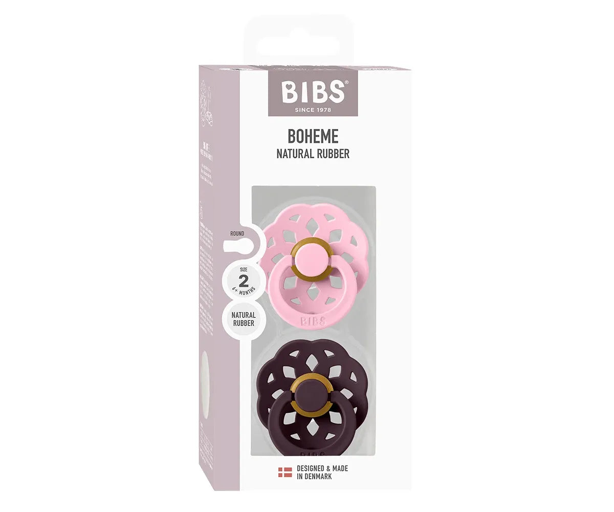 2 chupetas BIBS Boheme baby pink | plum