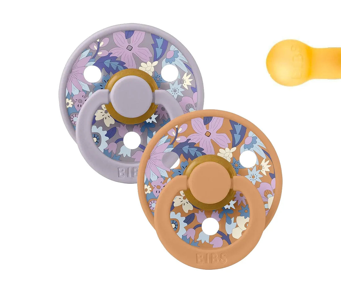 2 chupetas redondas BIBS x Liberty Colour June Blossom | Pumpkin mix