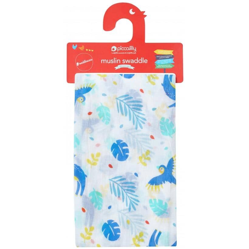 Musselina swaddle papagaio azul 120 cm Muslin Piccalilly 