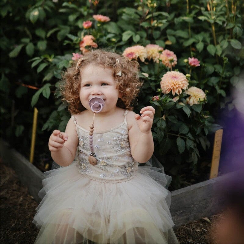 2 chupetas daisy baby pink/lilac SILICONE Pacifier FRIGG