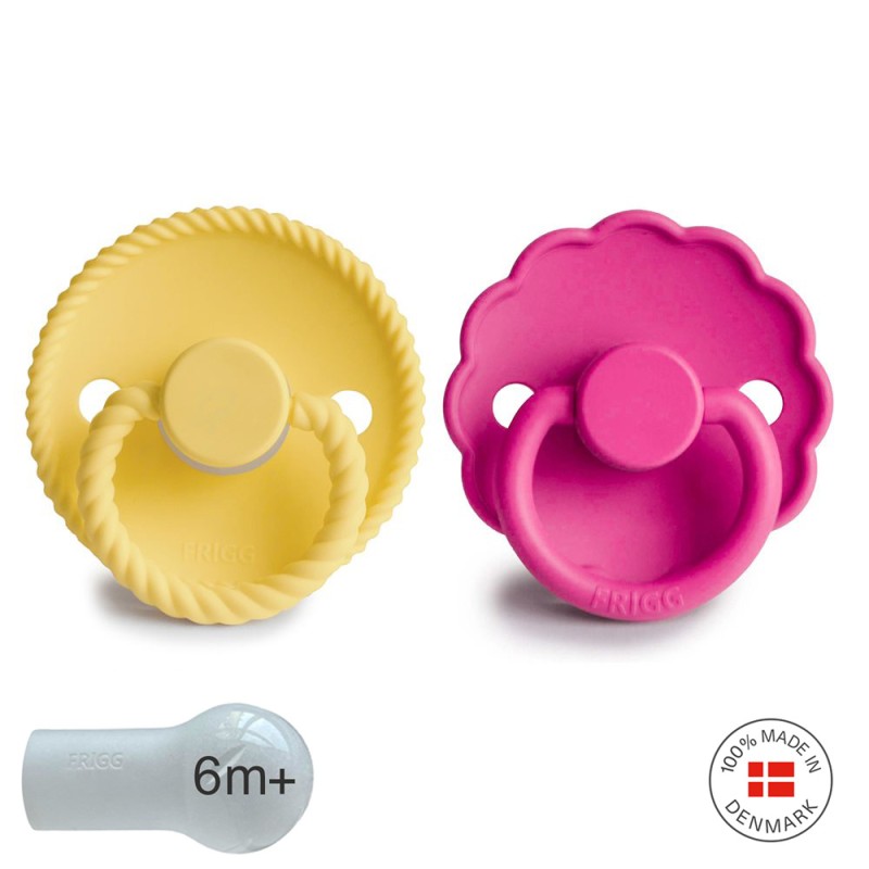 2 chupetas rope + daisy redondas SILICONE sunflower | fuchsia