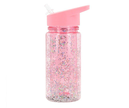 Garrafa com palhinha de plástico glitter stars gloss