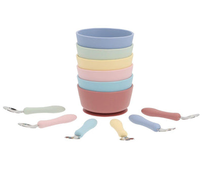 Taça com ventosa + colher de aço sage