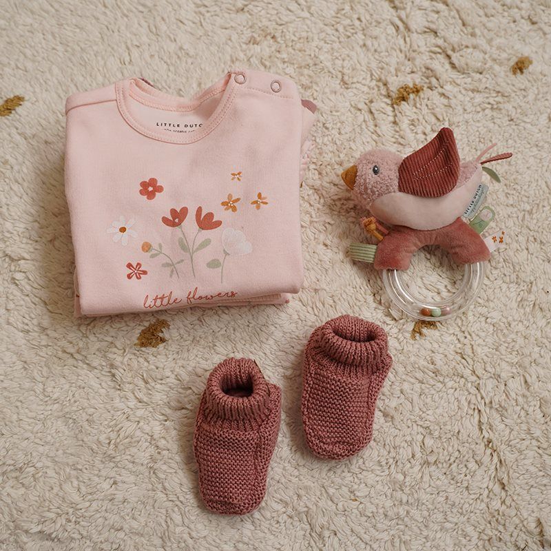 Botinhas recém-nascido malha pink socks Little Dutch 