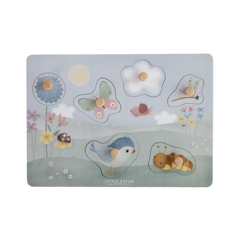 Puzzle flowers & butterflies Toys Little Dutch