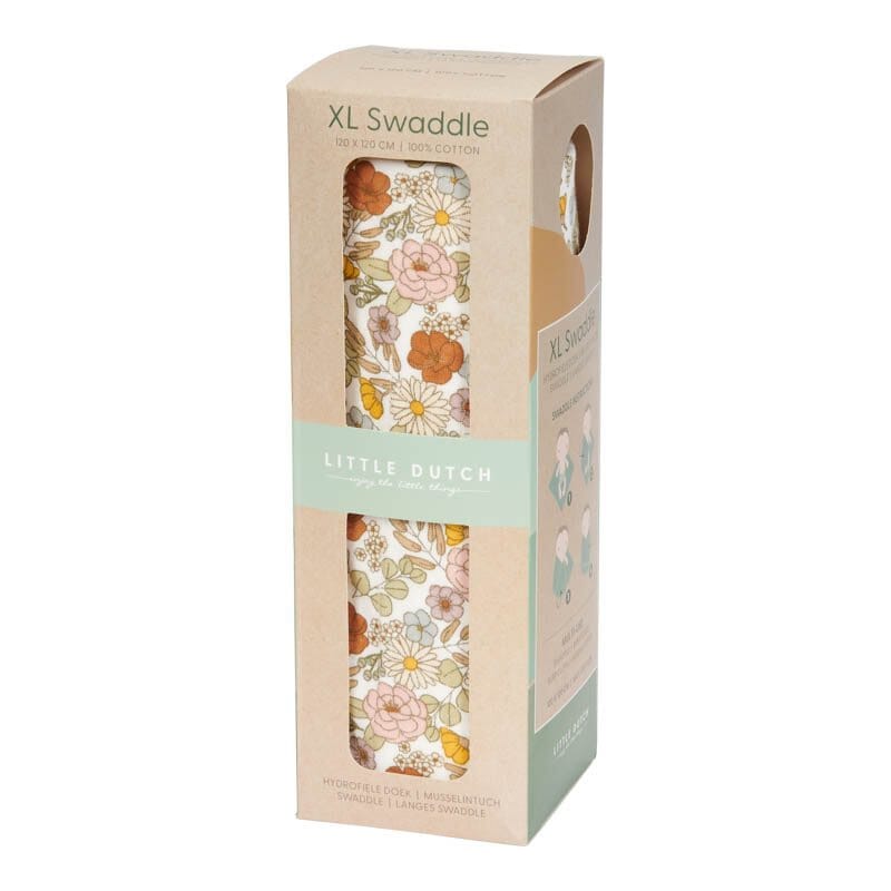 Musselina swaddle 120 cm vintage little flowers Muslin Little Dutch 