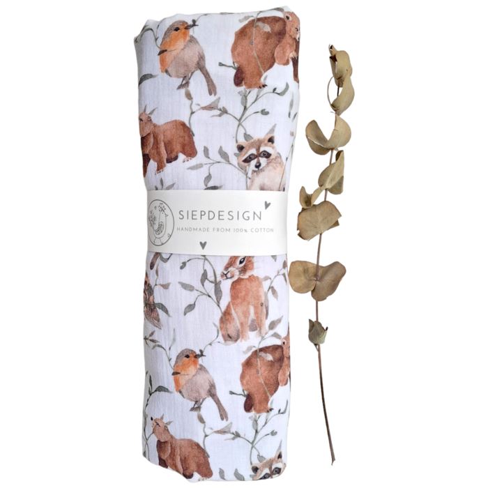 Musselina swaddle 115 x 115 cm forest friends Muslins Siepdesign 