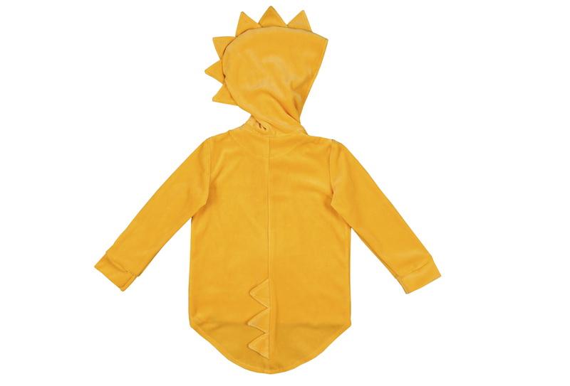 Dino hoodie velour yellow Kukukid Tops Kukukid 