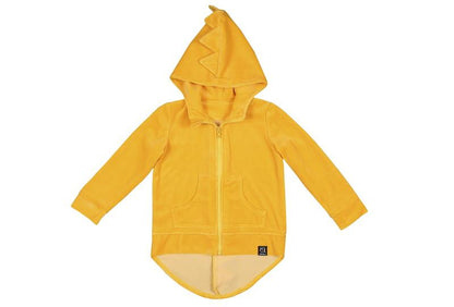 Dino hoodie velour yellow Kukukid Tops Kukukid 