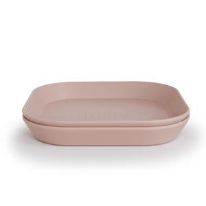 2-pack square dinnerware plates blush mushie