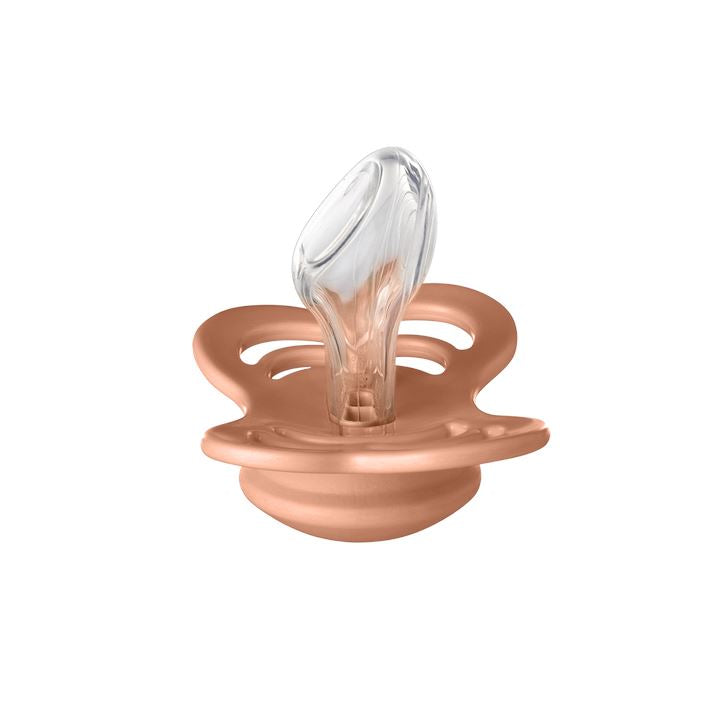 2-pack Bibs couture pacifier silicone peach| woodchuck Pacifier BIBS 