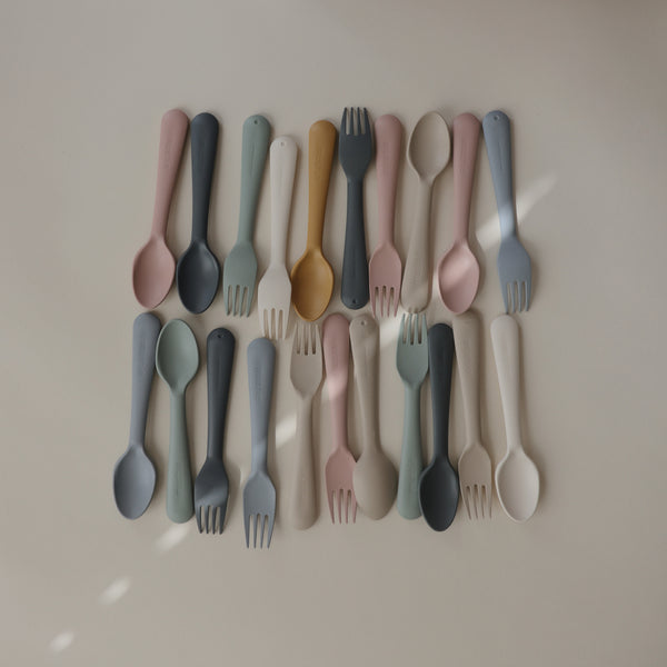 Fork and spoon set ivory mushie Meal mushie 