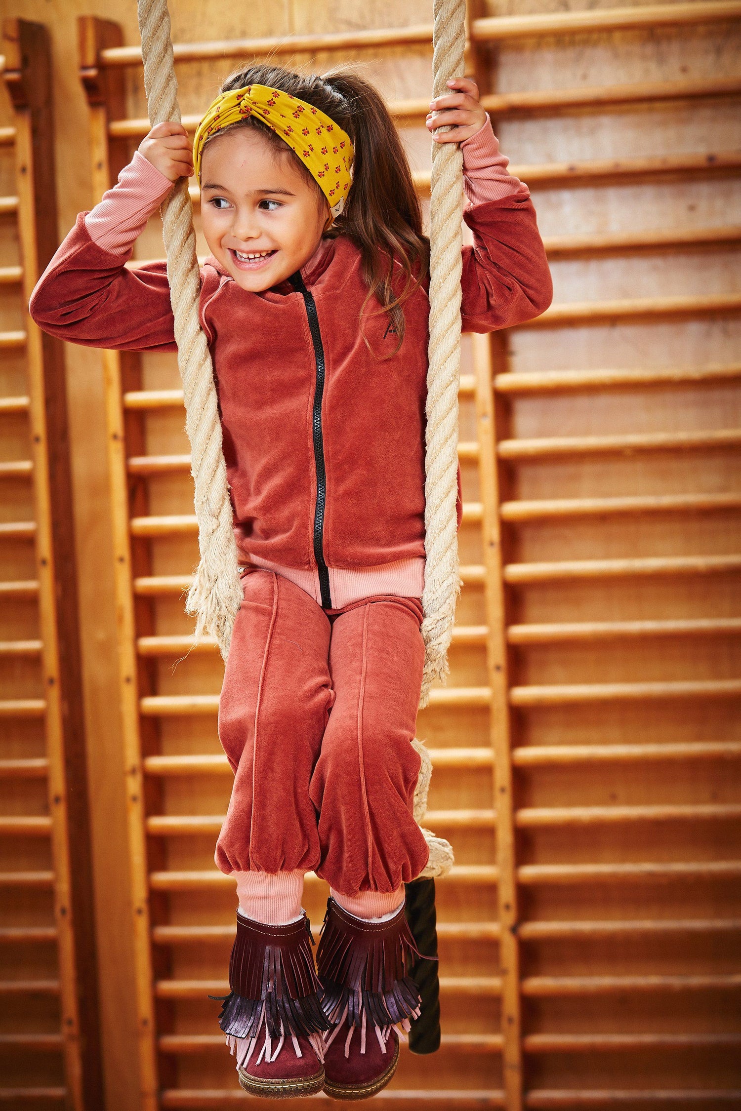 Habian zipper hood - velour - marsala Tops Alba of Denmark 