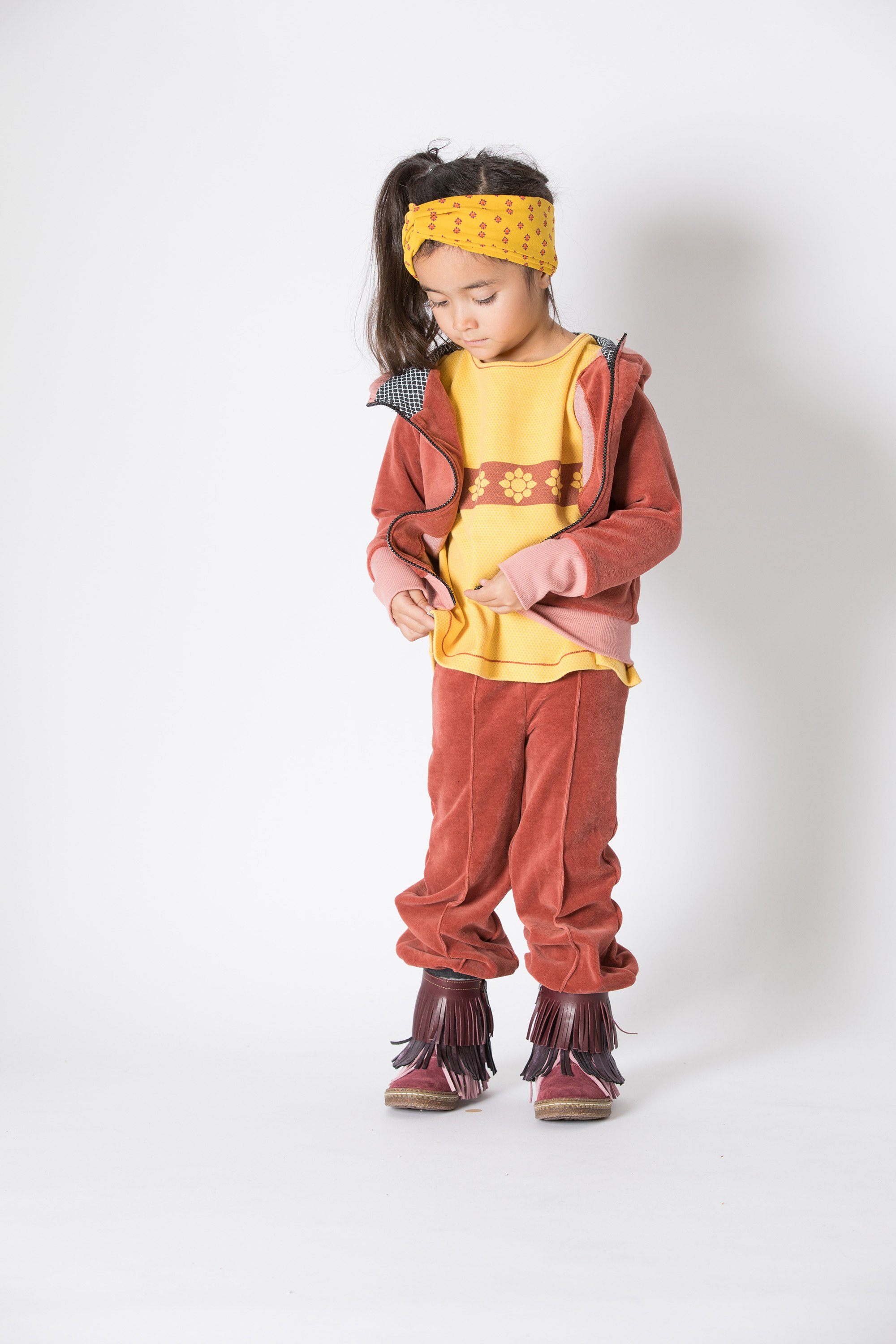 Habian zipper hood - velour - marsala Tops Alba of Denmark 