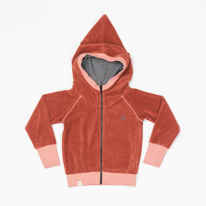 Habian zipper hood - velour - marsala Tops Alba of Denmark 