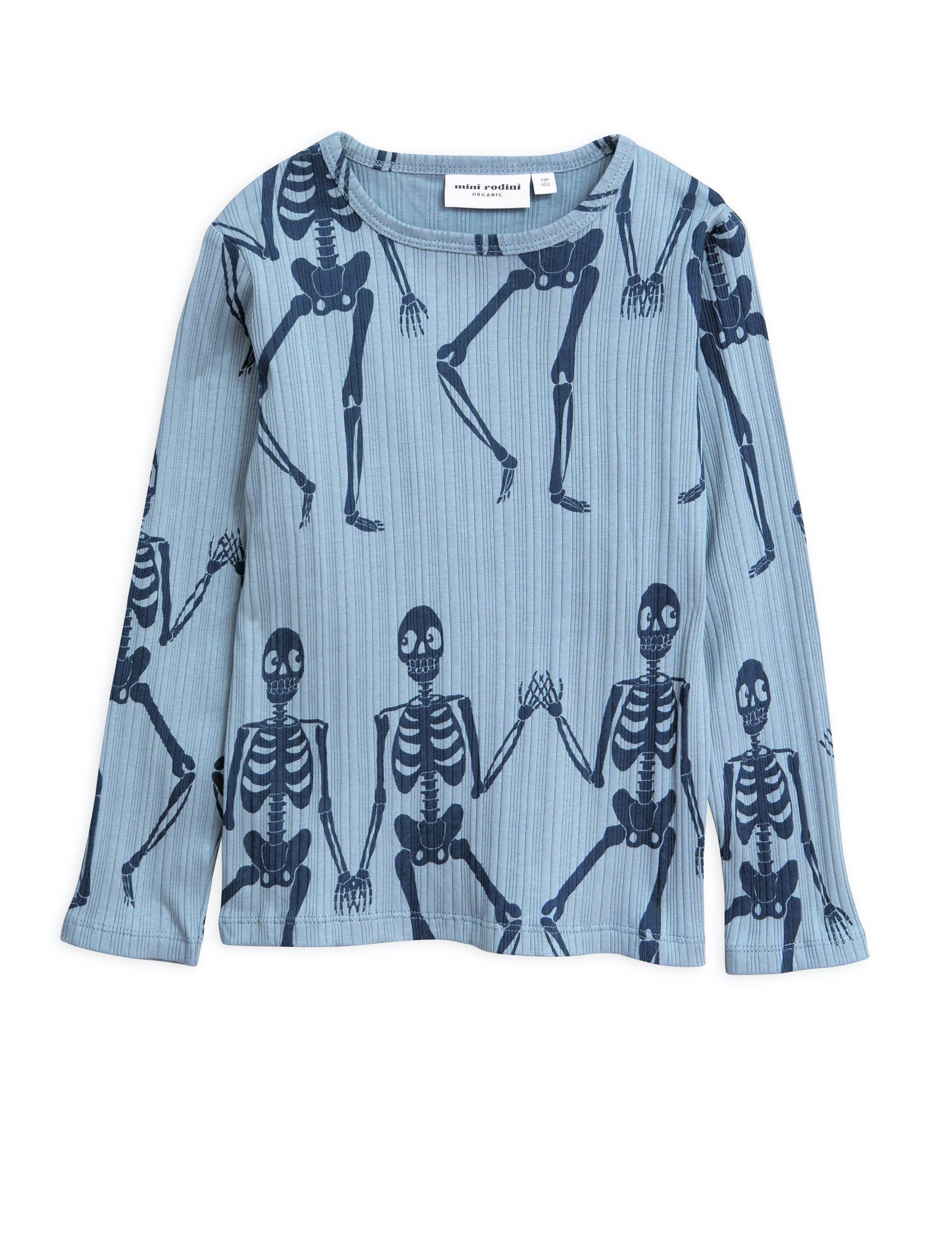 Skeleton LS tee blue Mini Rodini Tops Mini Rodini 