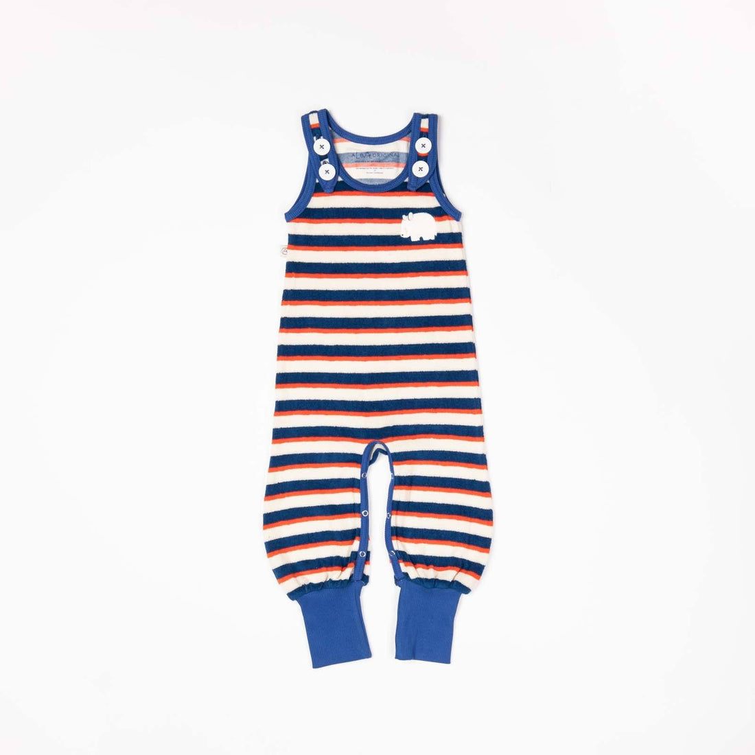 Happy crawlers solidate blue striped AlbaBaby Dungarees Alba of Denmark 