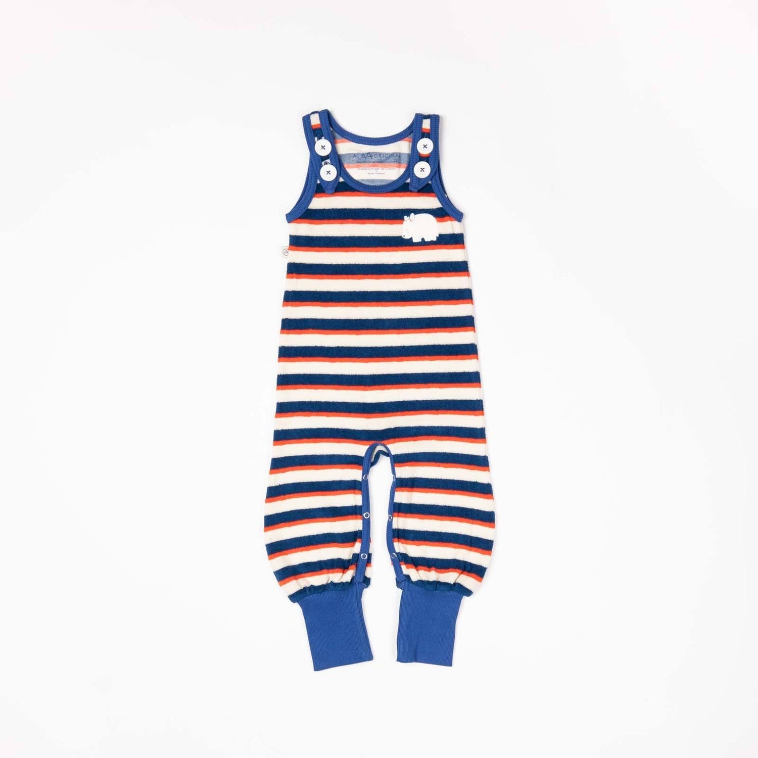 Happy crawlers solidate blue striped AlbaBaby Dungarees Alba of Denmark 