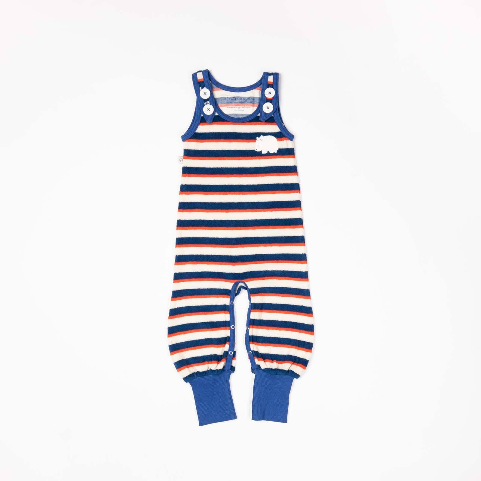 Happy crawlers solidate blue striped AlbaBaby Dungarees Alba of Denmark 