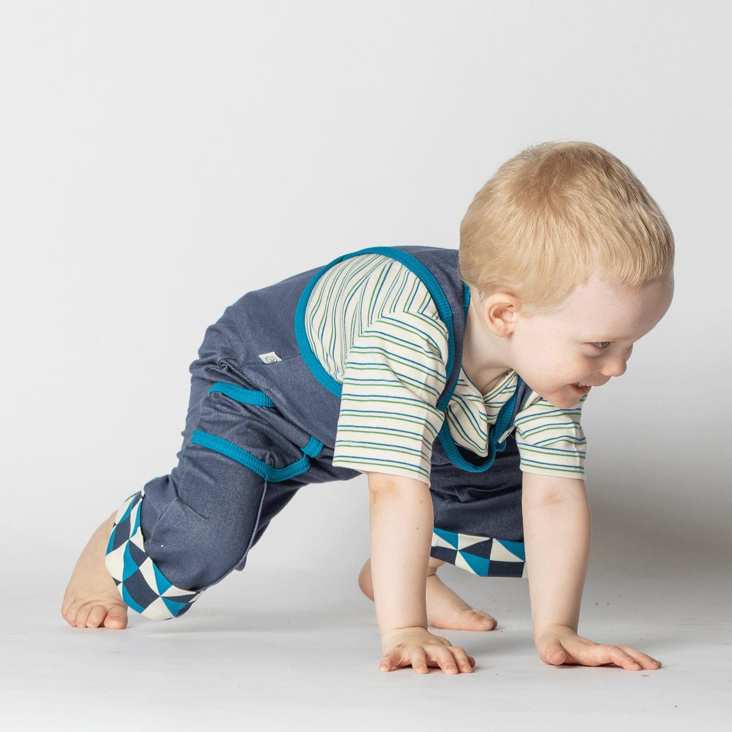 Charley crawlers mood indigo AlbaBaby Dungarees Alba of Denmark 