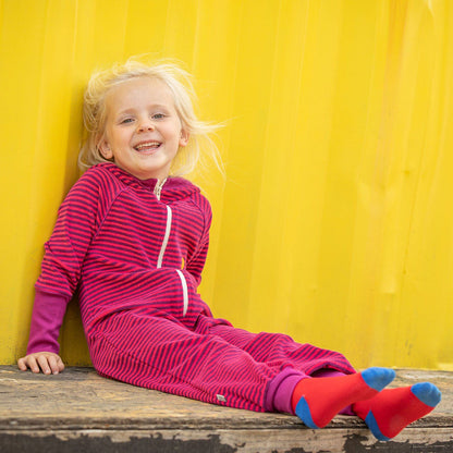 Kim jumpsuit raspberry magic stripes AlbaBaby Playsuit Alba of Denmark 