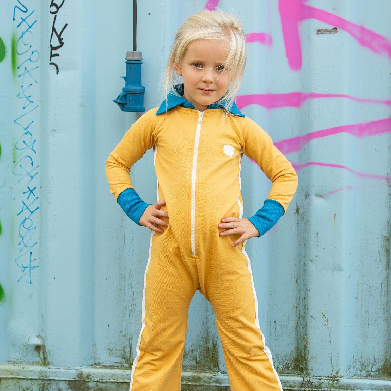 Lamar flipsuit bright gold AlbaBaby Playsuit Alba of Denmark 