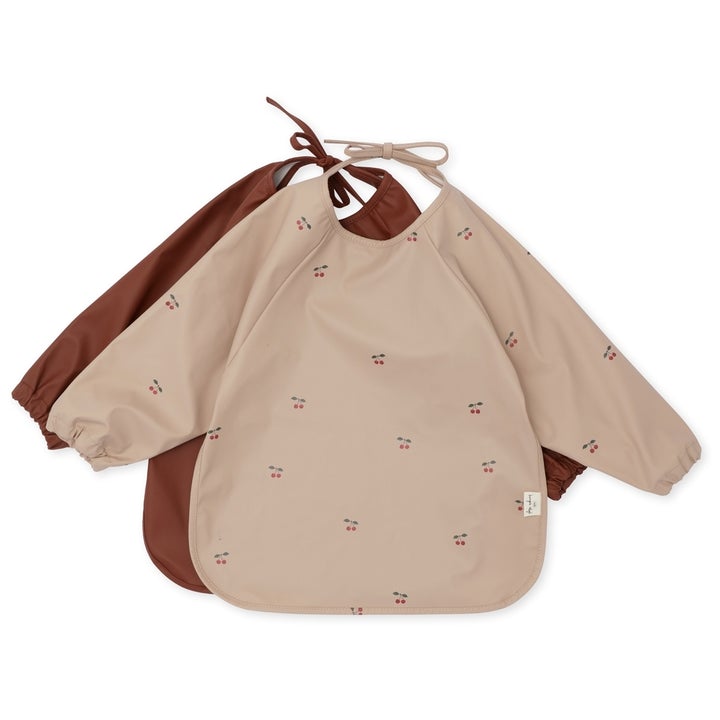2-pack dinner bib long sleeve cherry Konges sløjd dinnerware Konges sløjd 