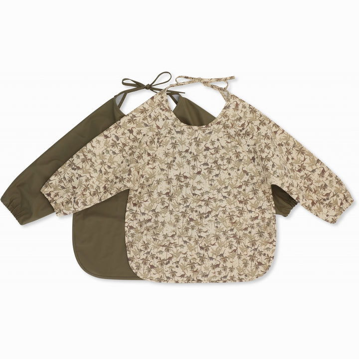 2-pack dinner bib long sleeve dino/capers Konges sløjd dinnerware Konges sløjd 