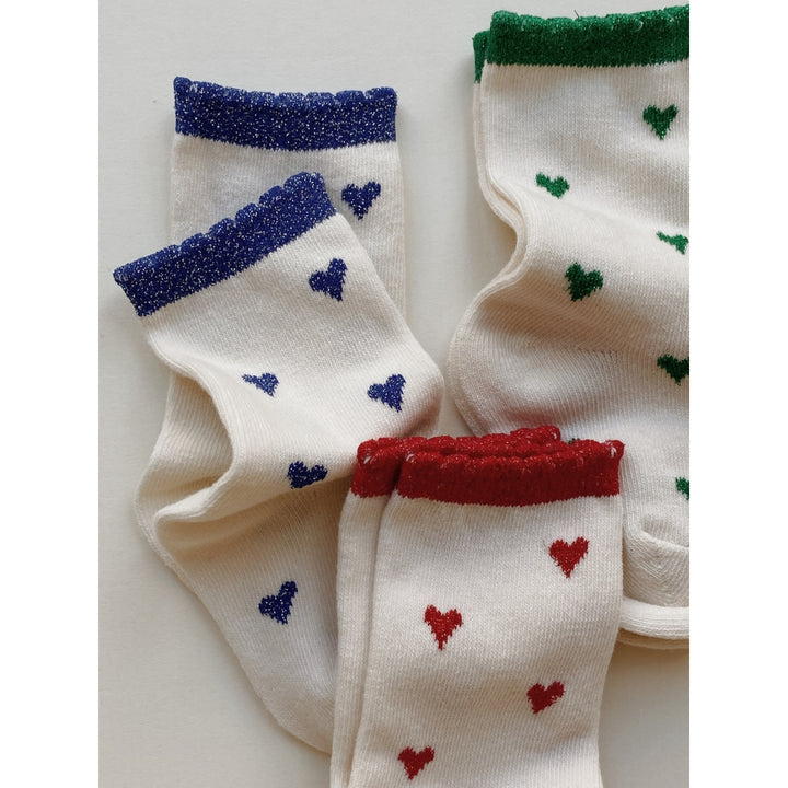 3-pack heart socks - summer sand hearts socks Konges sløjd 