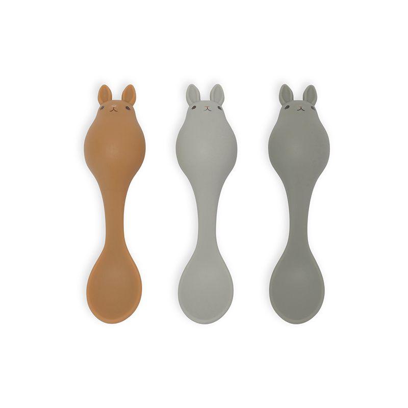 3-pack spoons silicone bunny blue Konges sløjd Meal Konges sløjd