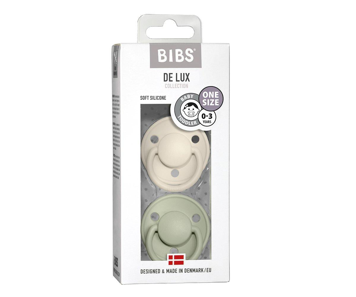 2-pack Bibs De Lux ivory | sage one size Pacifier BIBS 