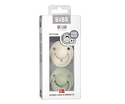 2-pack Bibs De Lux ivory | sage one size Pacifier BIBS 