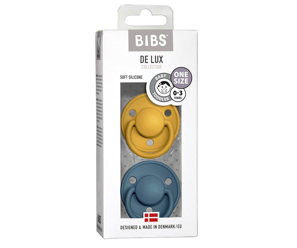 2-pack Bibs De Lux mustard | petrol one size Pacifier BIBS 